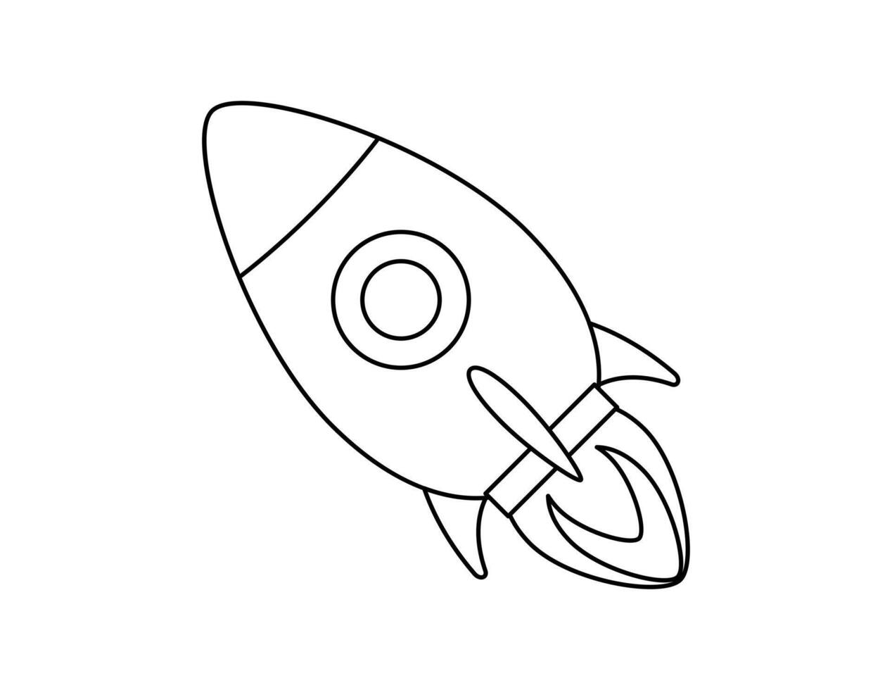 rocket outline for coloring book template, rocket illustration for kid worksheet printable vector