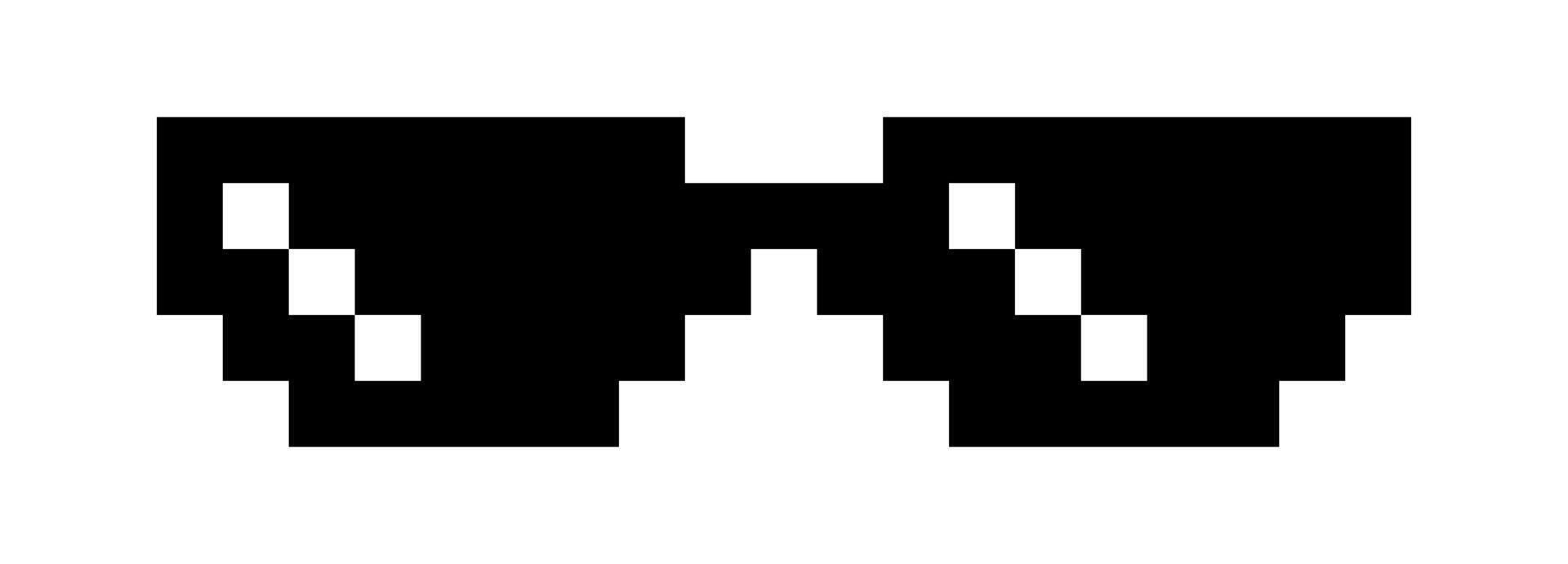 black pixel glasses meme icon, glasses thug life vector