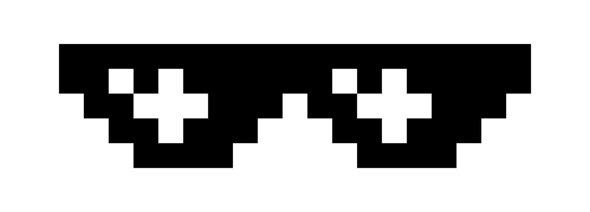 pixel glasses meme icon, glasses thug life, sunglasses fashion vector