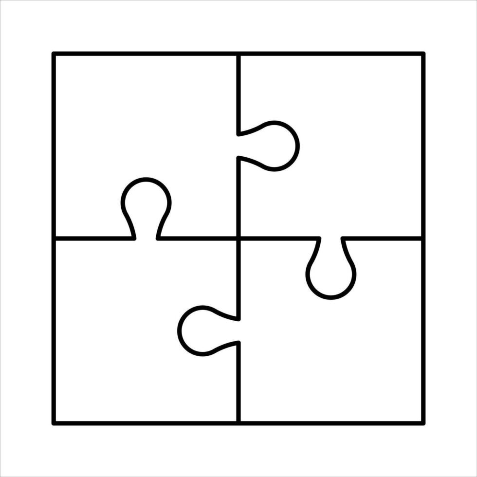 puzzle outline, jigsaw game for template, puzzle blank vector
