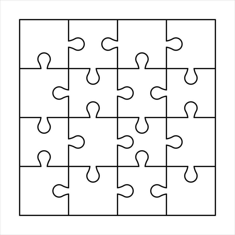 puzzle outline, jigsaw game template, empty puzzle blank vector