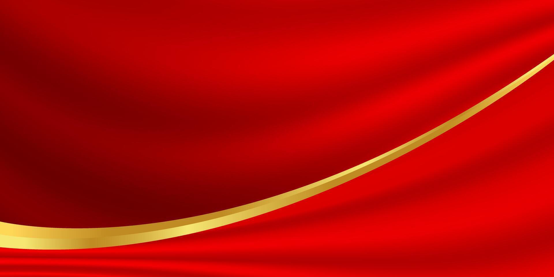 red fabric luxury and gold for background, elegant curtain red golden for banner background vector