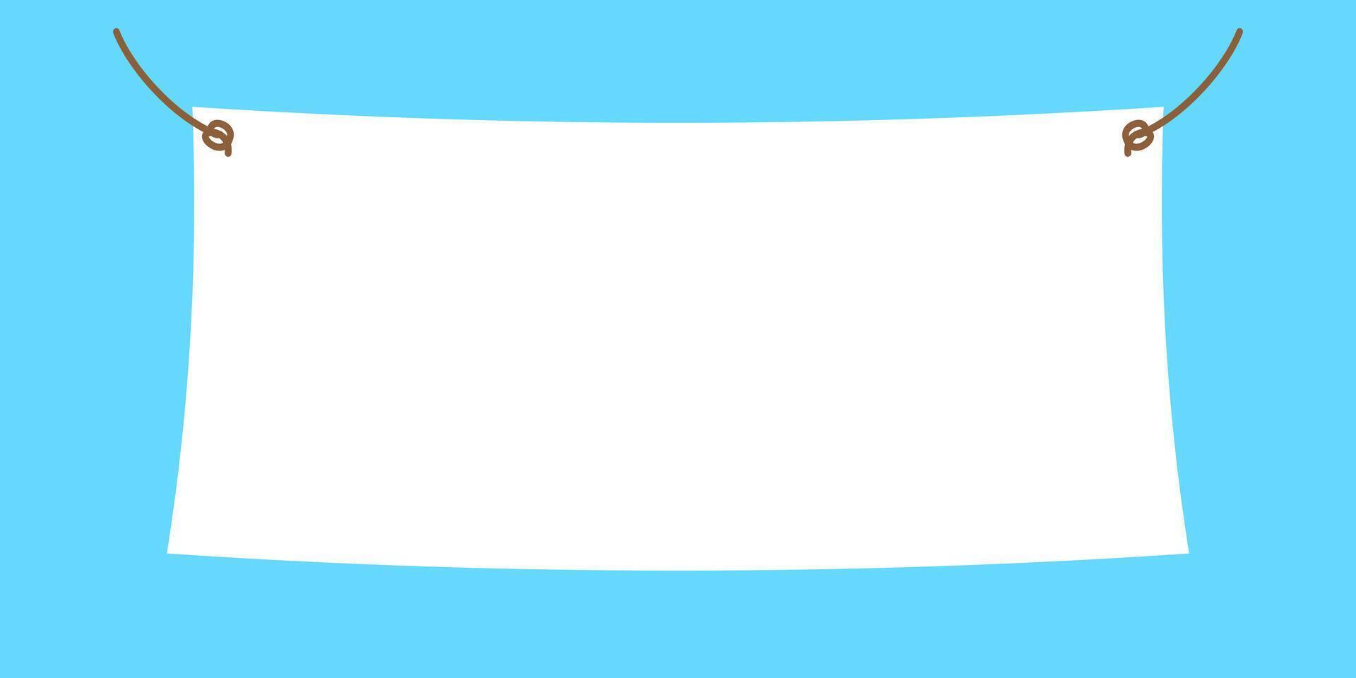 banner hanging, placard, blank banner with rope hanging, canvas, advertising display, flag, promotion sign vector