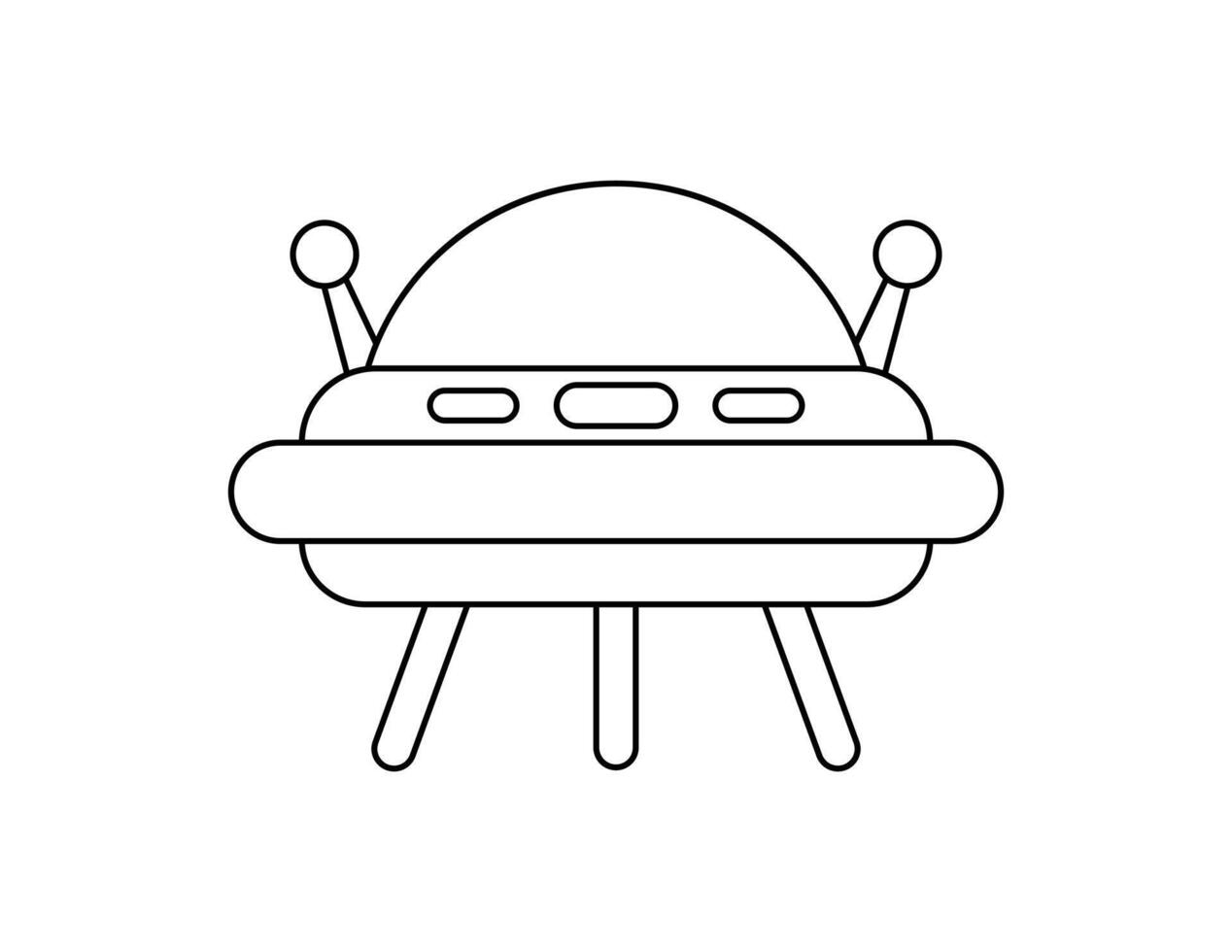ufo outline for coloring book template, ufo illustration for kid worksheet printable vector