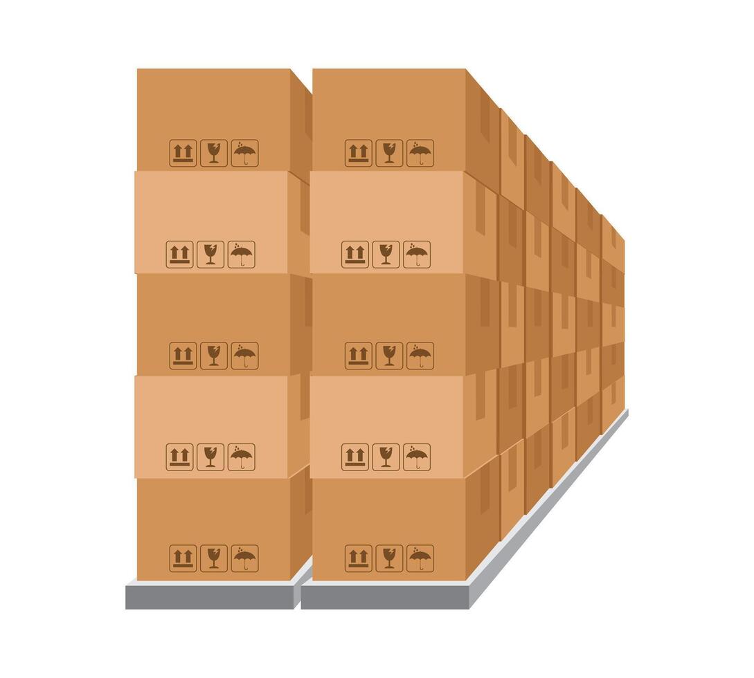 boxes on racks, warehouse storage, carton box on shelf, logistics, cargo, storehouse, parcel storage postal service, storehouse with goods on shelves vector