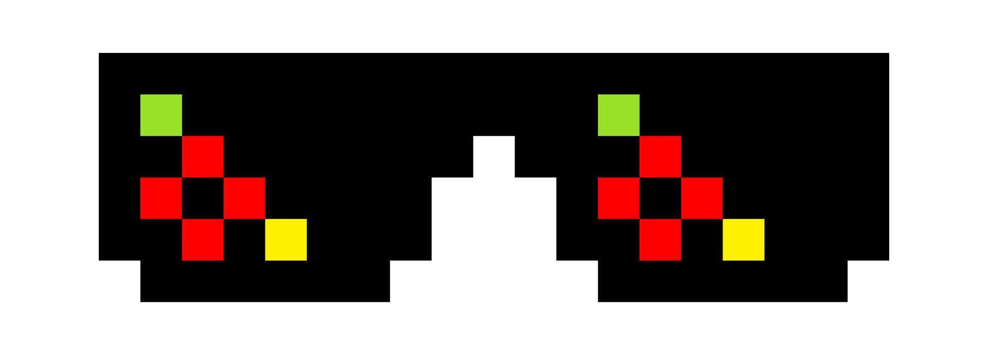 pixel glasses meme for icon, black glasses thug life vector