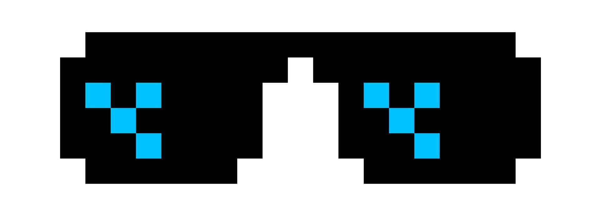 pixel glasses meme icon, glasses thug life fashion vector