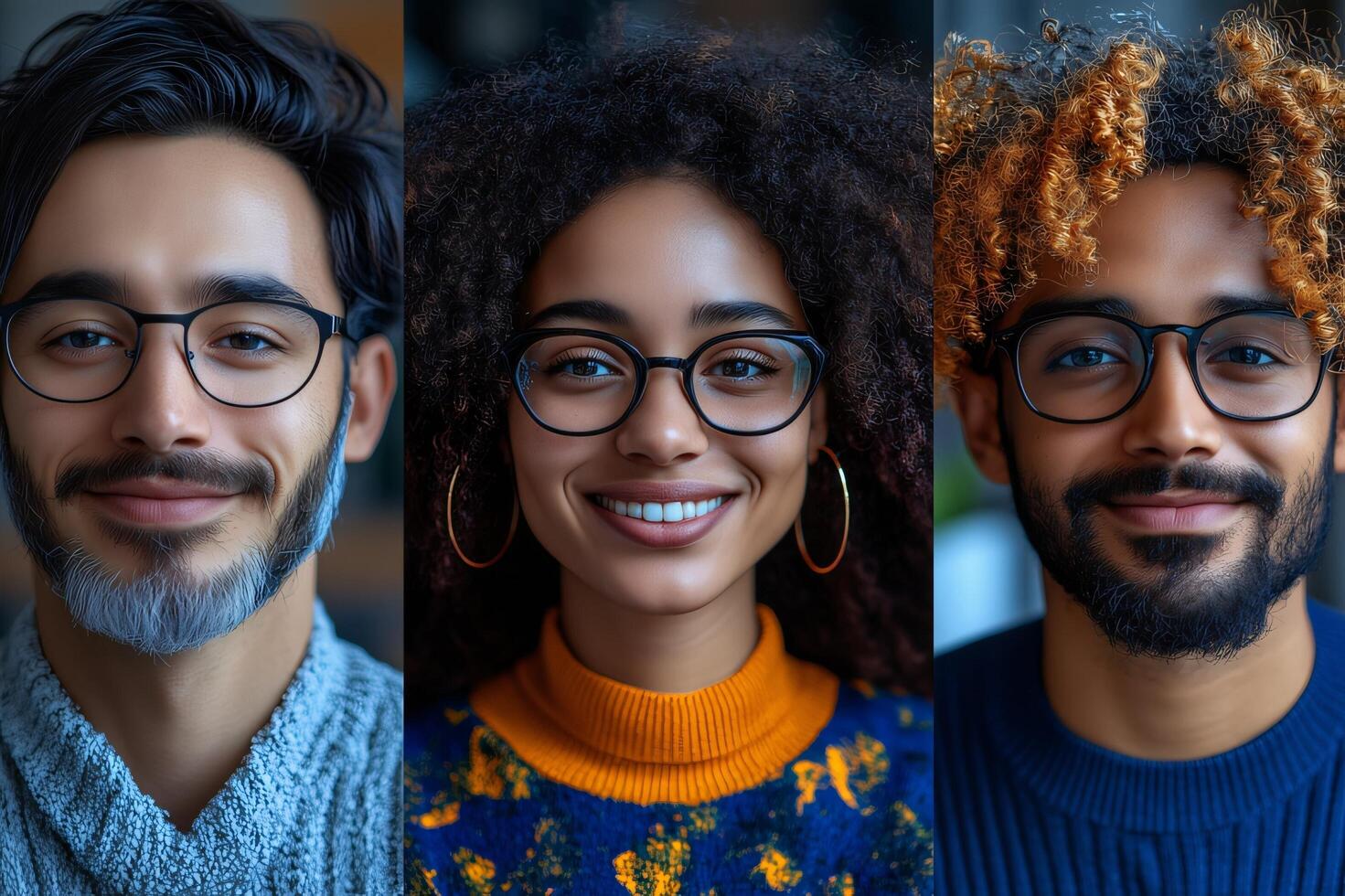 Diverse group wearing glasses stock image for eyewear fashion and optical trends on modern faces style photo