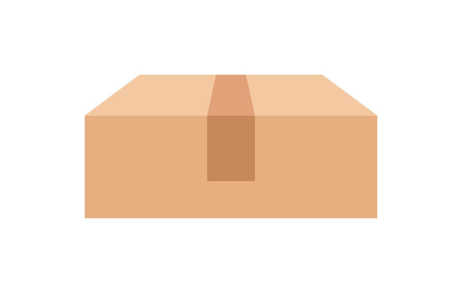 postal parcel box front, carton shipping box, brown corrugated box, cardboard postage box for transportation vector