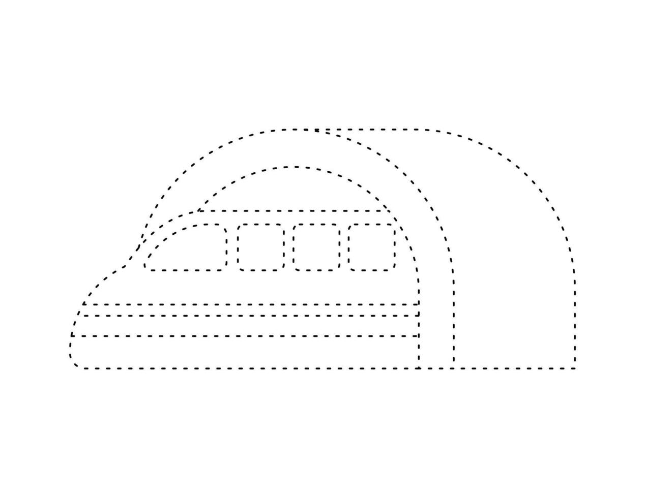 dashed subway train outline for coloring book template, subway illustration for kid worksheet printable vector