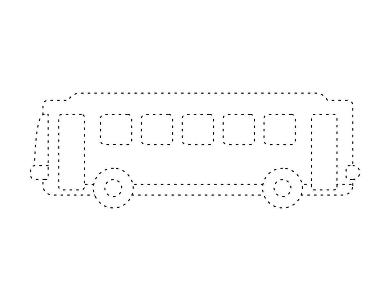 dashed bus outline for coloring book template, bus illustration for kid worksheet printable vector