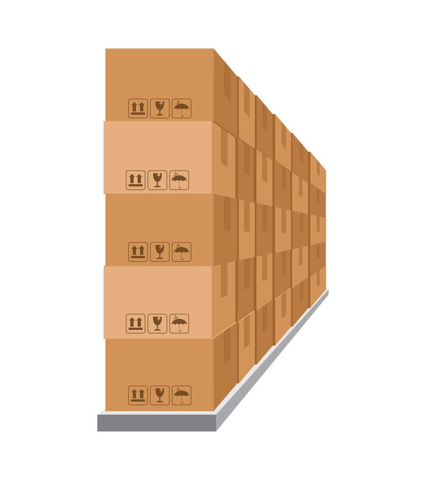 boxes on racks, warehouse storage box, carton box on shelf, logistics, cargo, storehouse, parcel storage postal service vector