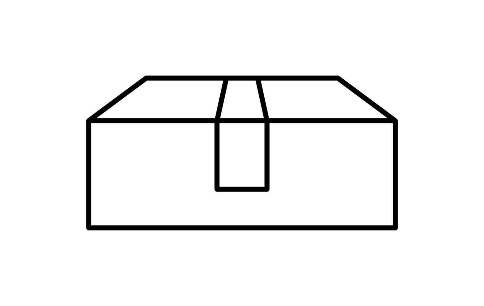 postal parcel box outline, carton shipping box line shape vector