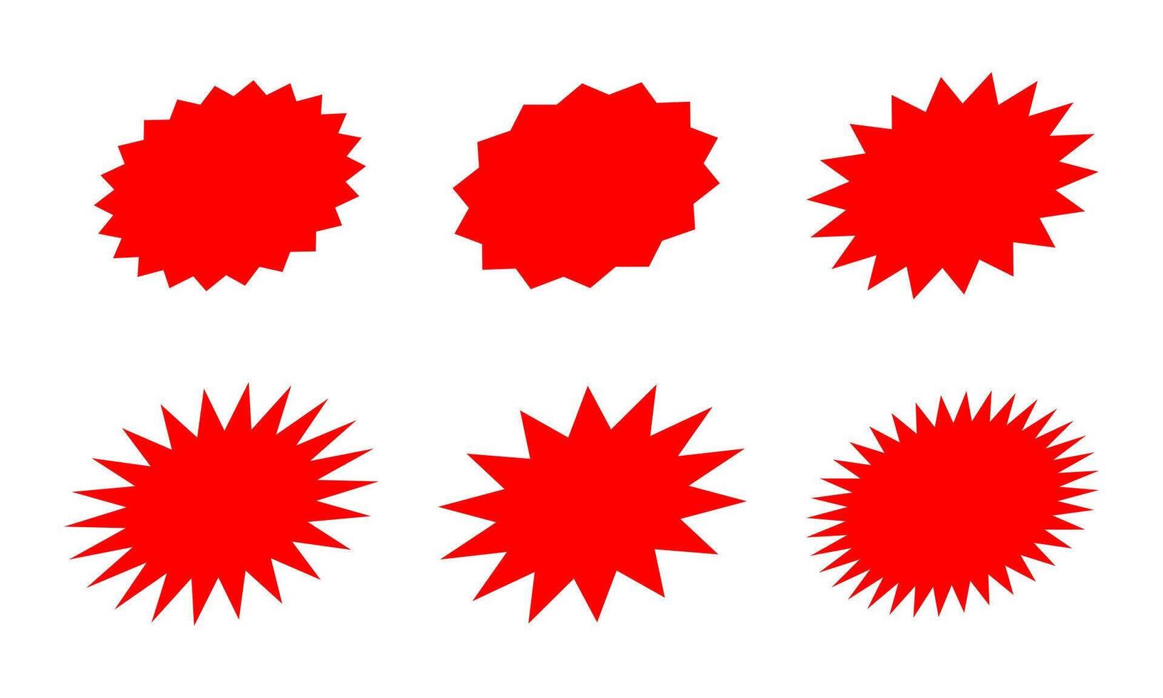 red label star shape, red starburst graphic, sticker tag for sale text vector
