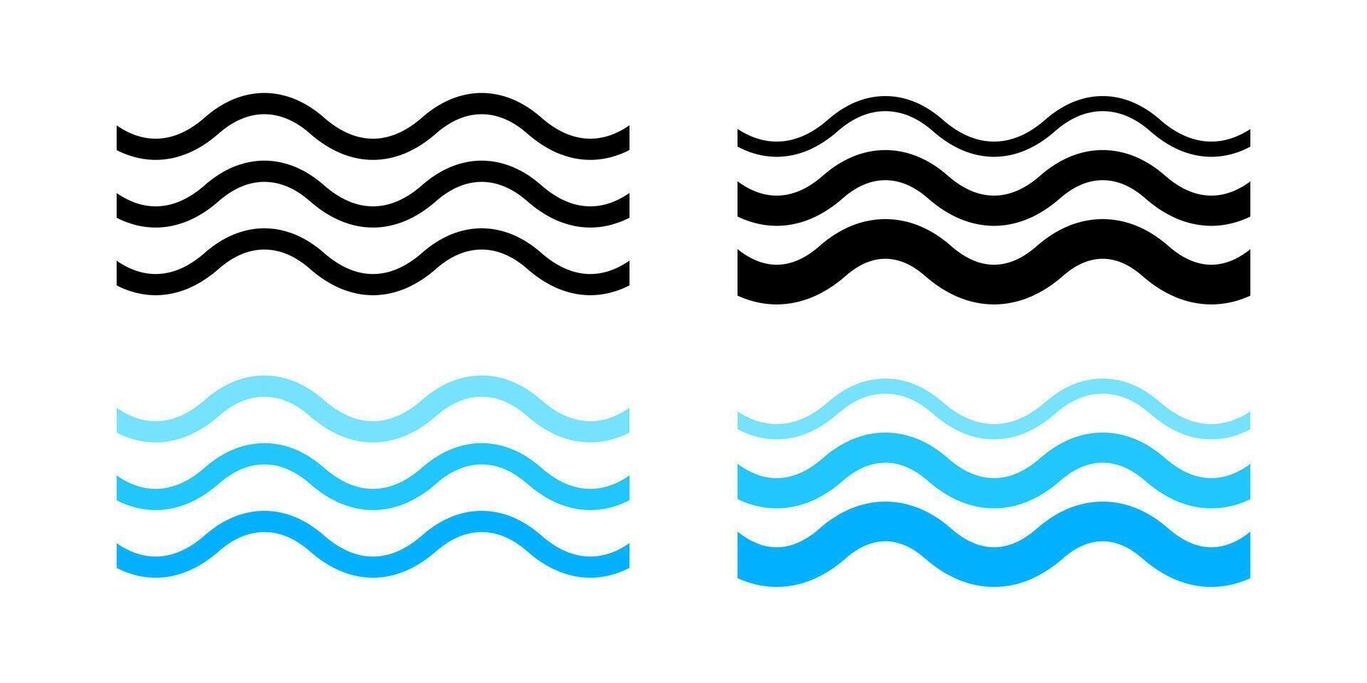 water wave, sea wave line, water shape, ripple symbol, line wavy symbol vector