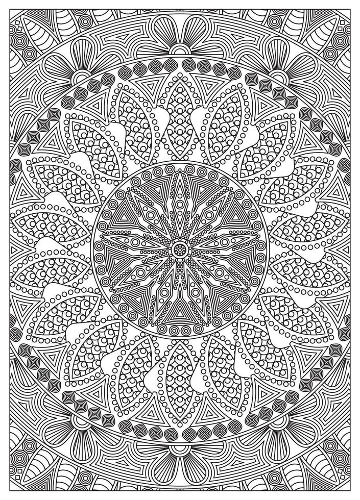 Mandala Adult Coloring Page Line Art Black And White vector