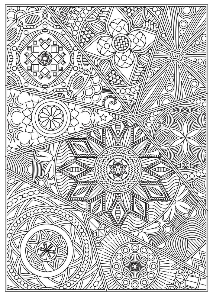 Abstract Art Adult Coloring Page Flower Decor vector