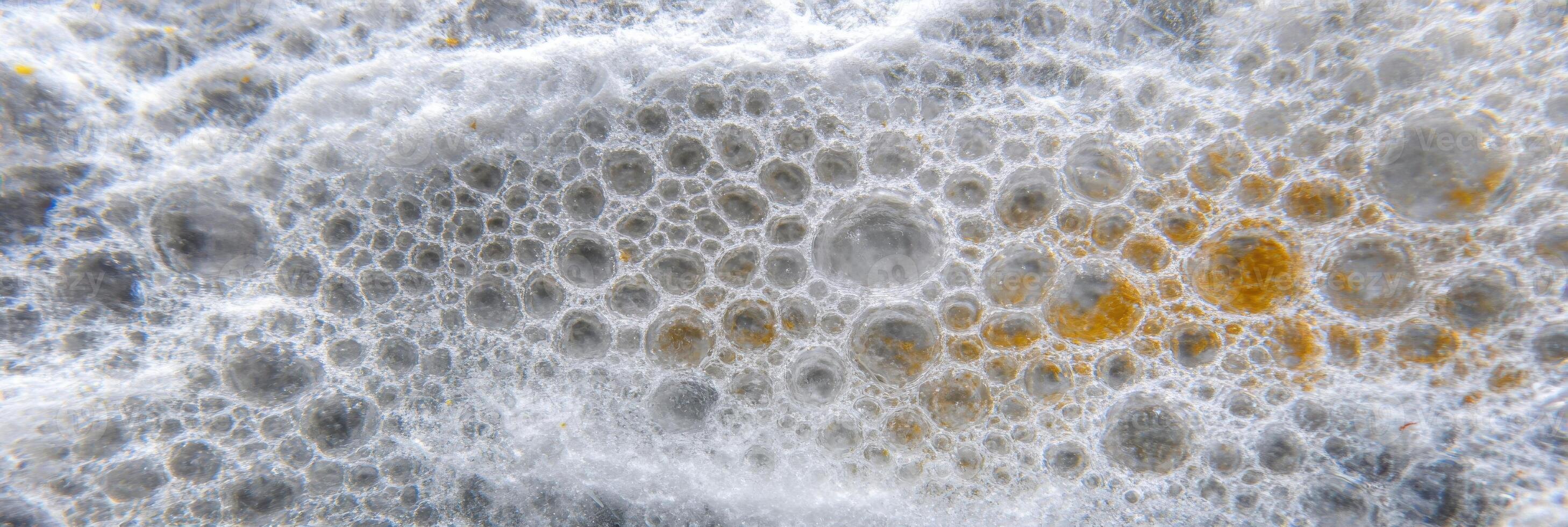 Abstract close-up of white and yellow mold with bubble-like patterns photo