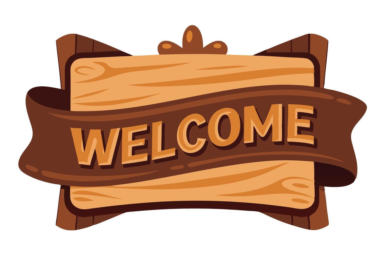 Cartoon Wooden Welcome Sign with Banner vector