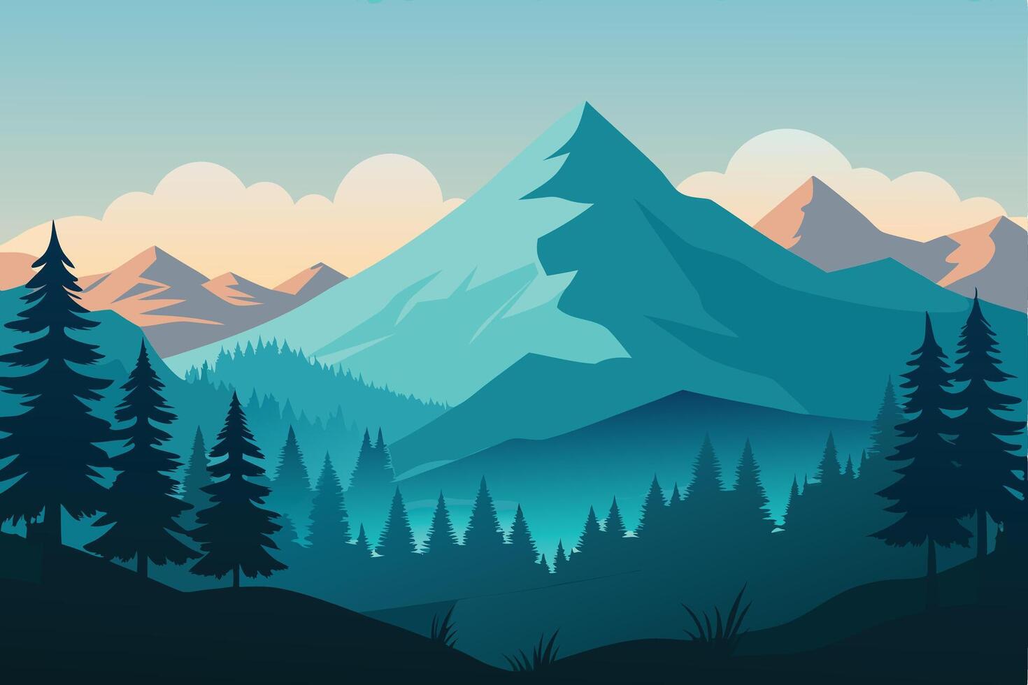 Beautiful Mountain Landscape vector