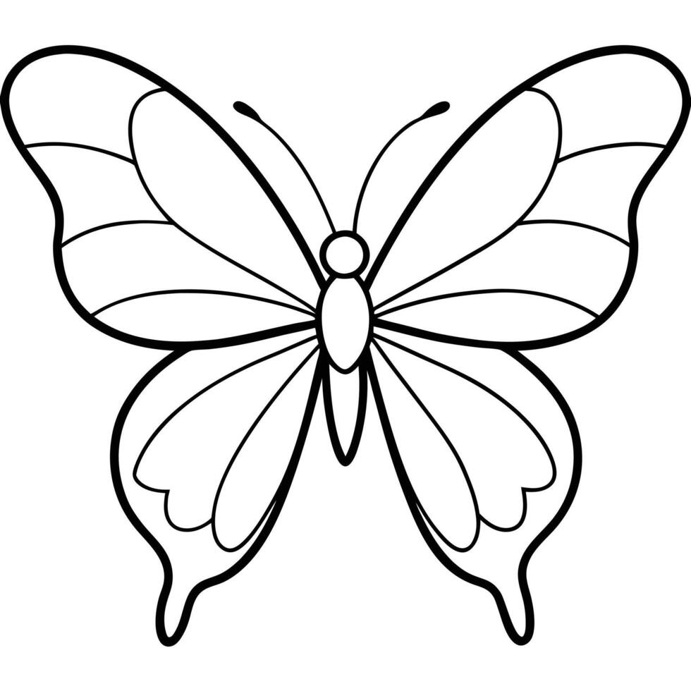 Butterfly outline, black lines, simplistic and elegant design vector