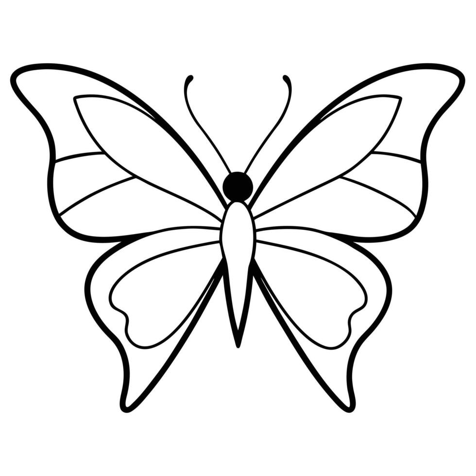 Butterfly Outline Simple Black Line Art Design vector