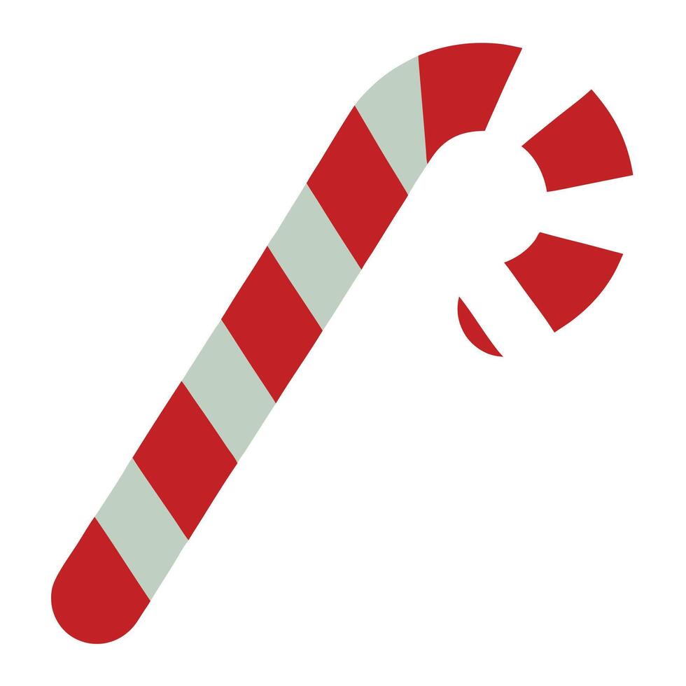 Red and Gray Striped Candy Cane Icon vector