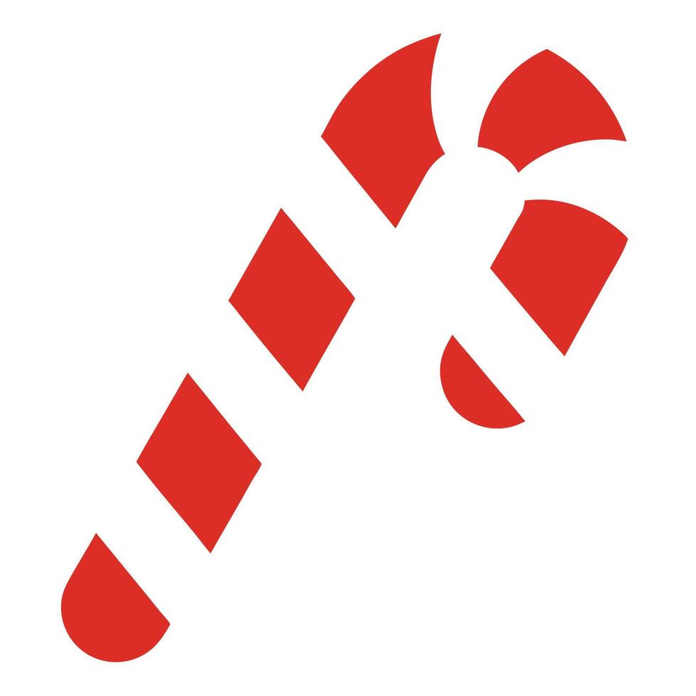 Festive Flat Candy Cane Icon Red and White Striped vector