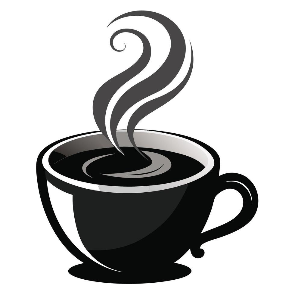 Modern Black Coffee Cup with Rising Steam Isolated vector
