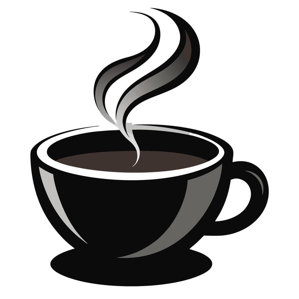 Steaming Black Coffee Cup Cartoon Styled vector