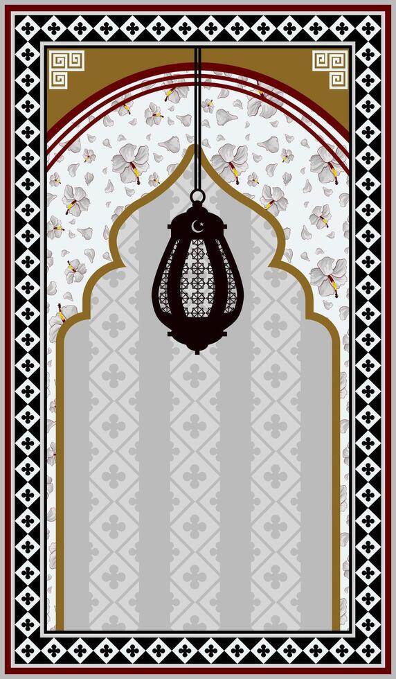 grey Islamic mat with the lamp vector
