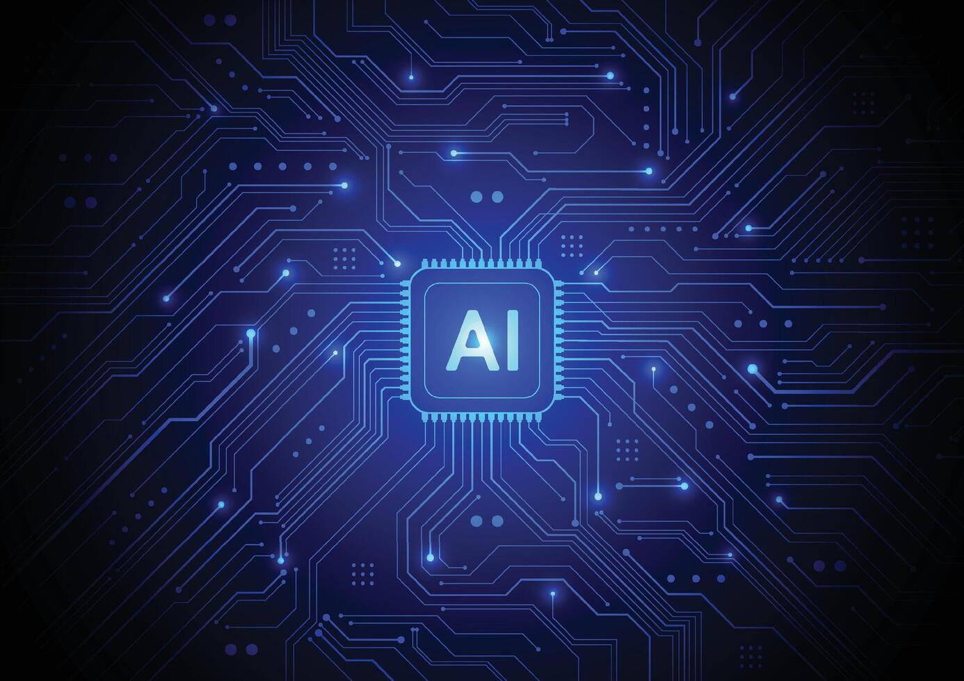 Artificial intelligence chipset on circuit board in futuristic concept technology artwork for web, banner, card, cover. vector