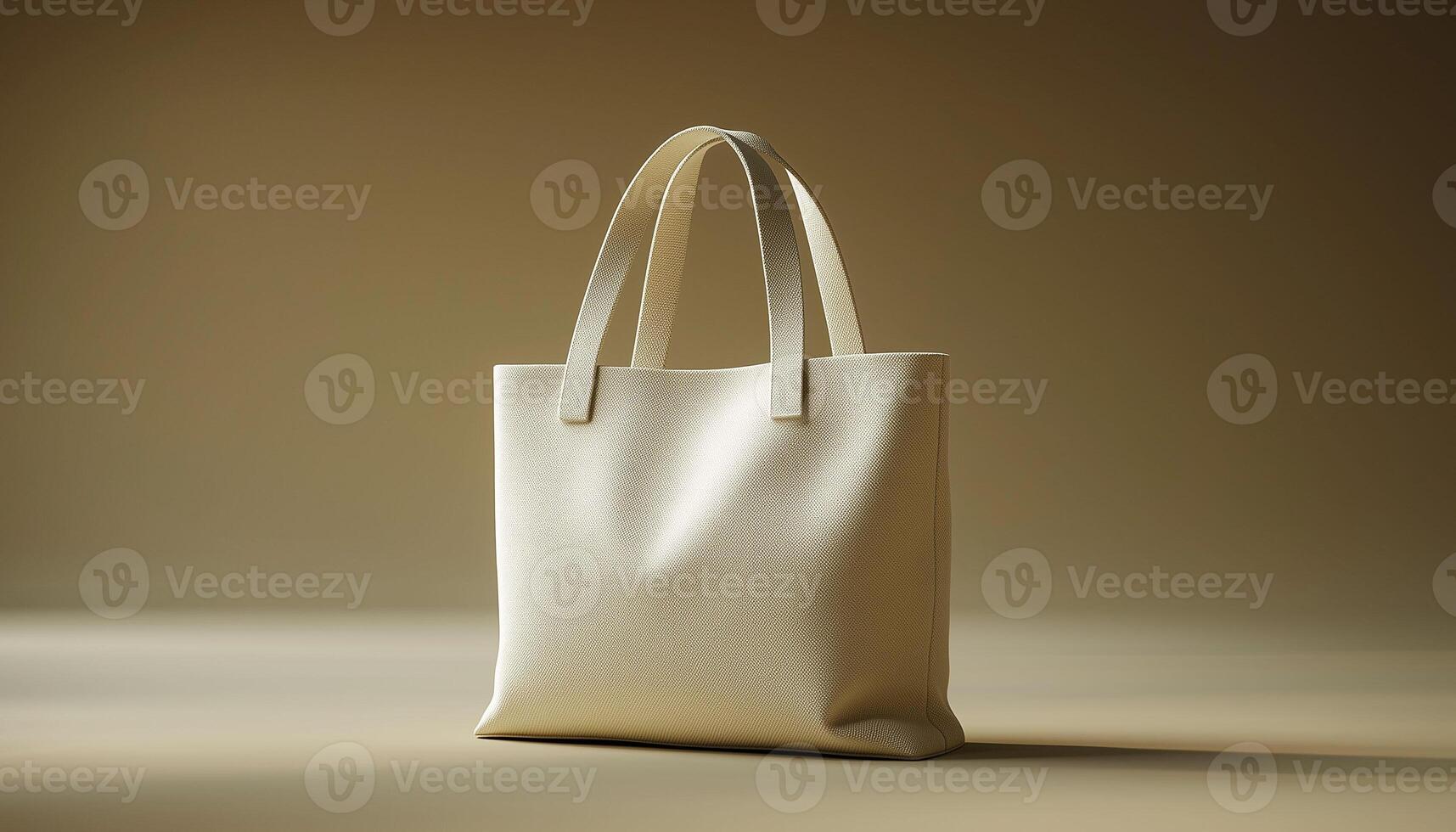 A white tote bag on a brown background photo