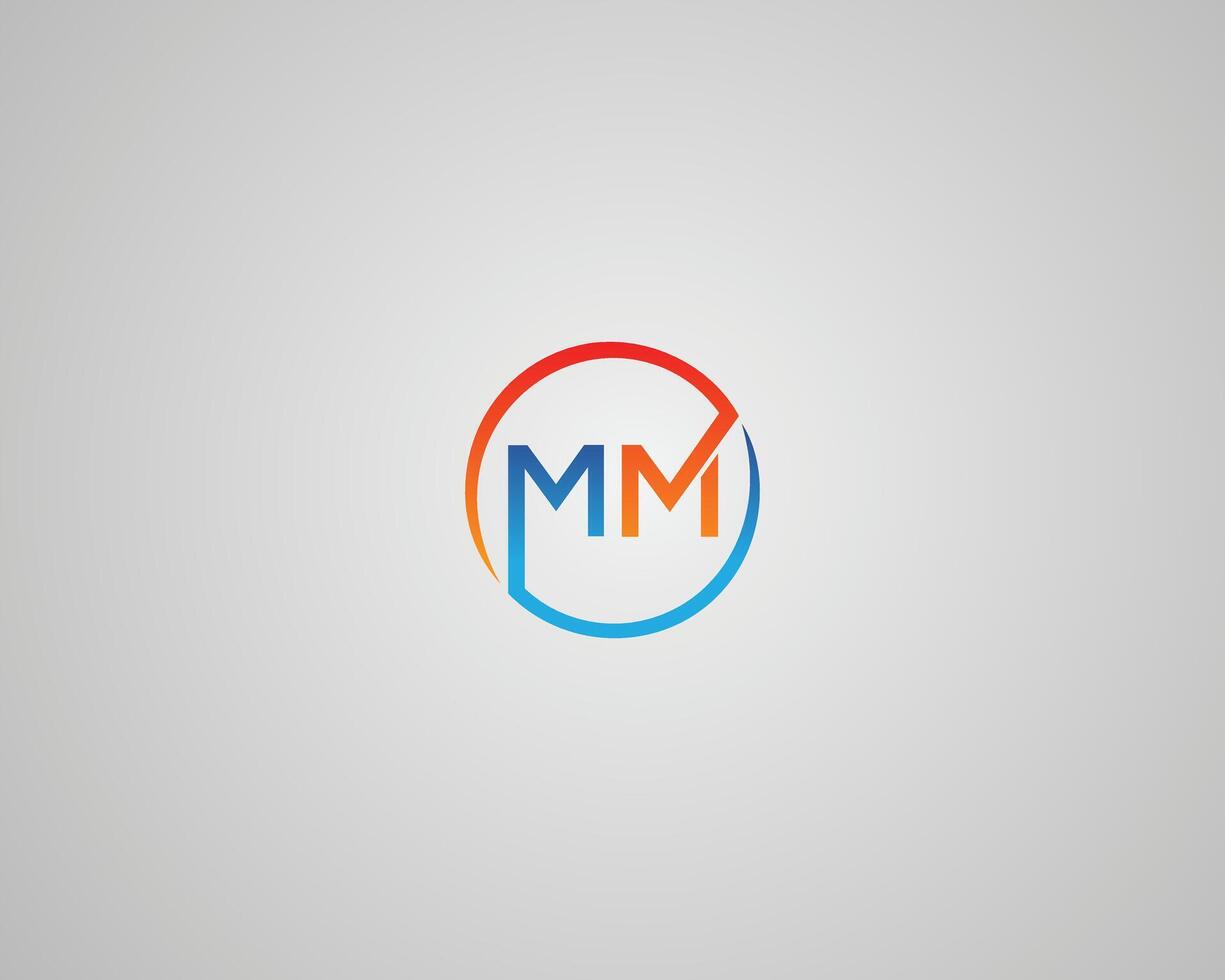 Modern Geometric MM Letter Logo Design Concept Template. vector