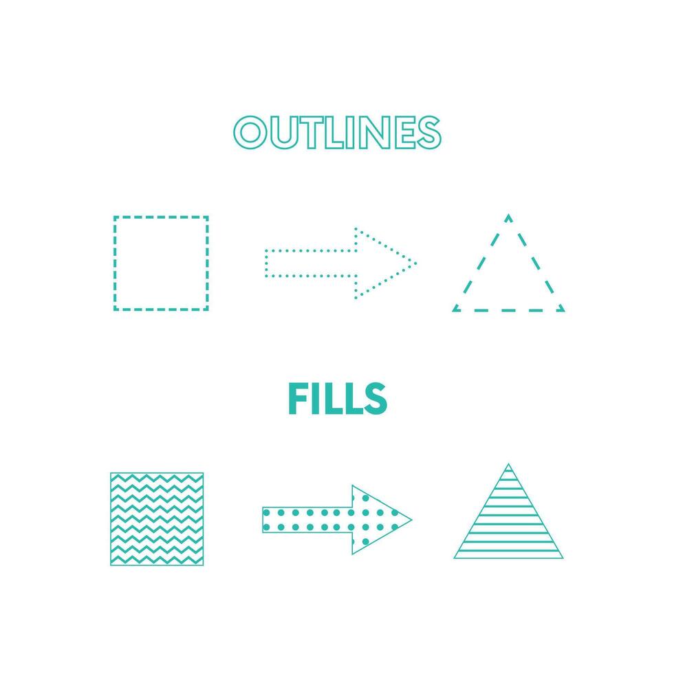 Outlines and Fills Basic Shapes for Nonverbal Reasoning vector