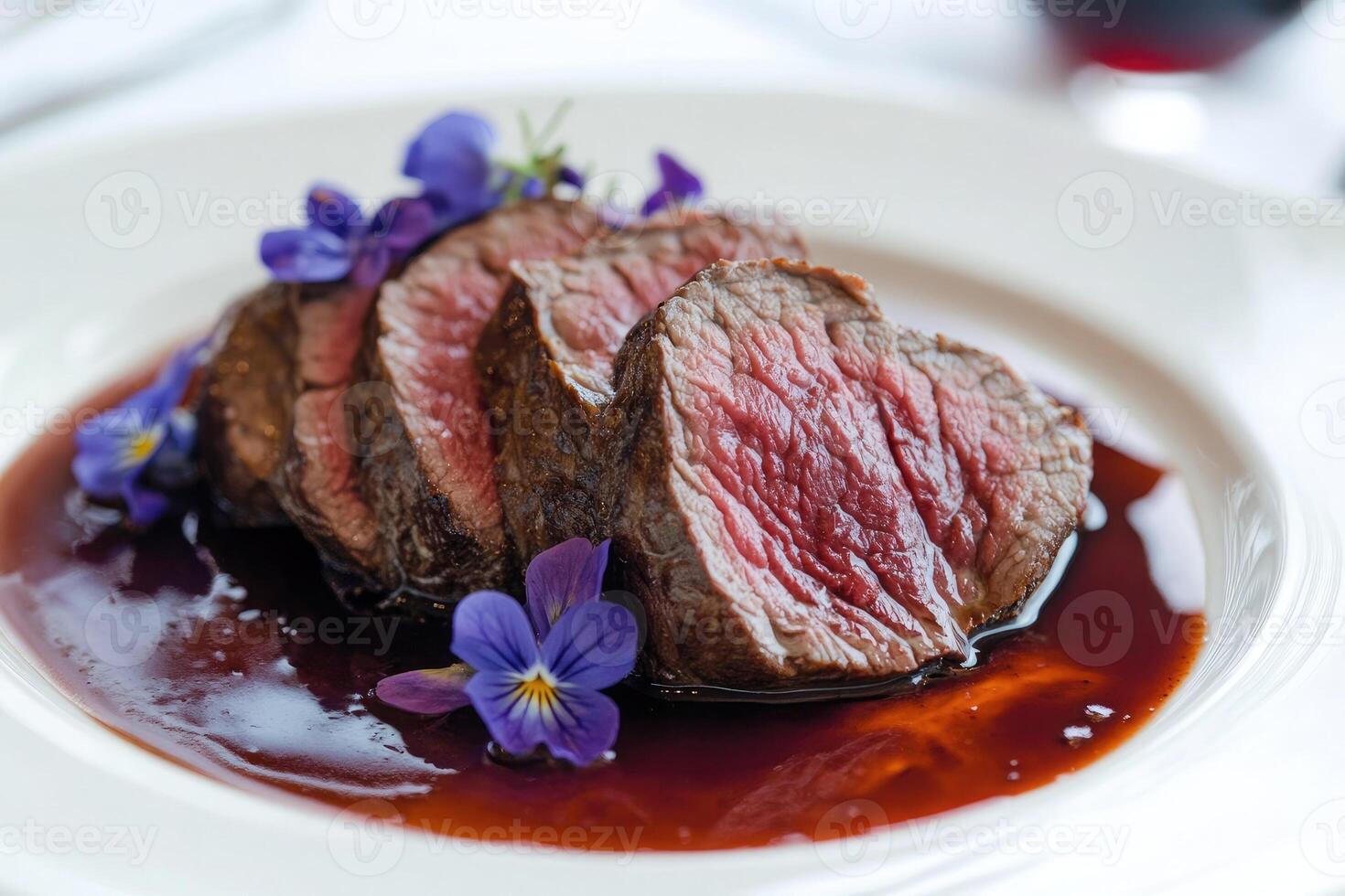 Beef Tenderloin in Gourmet Plating with Artistic Culinary Touch photo