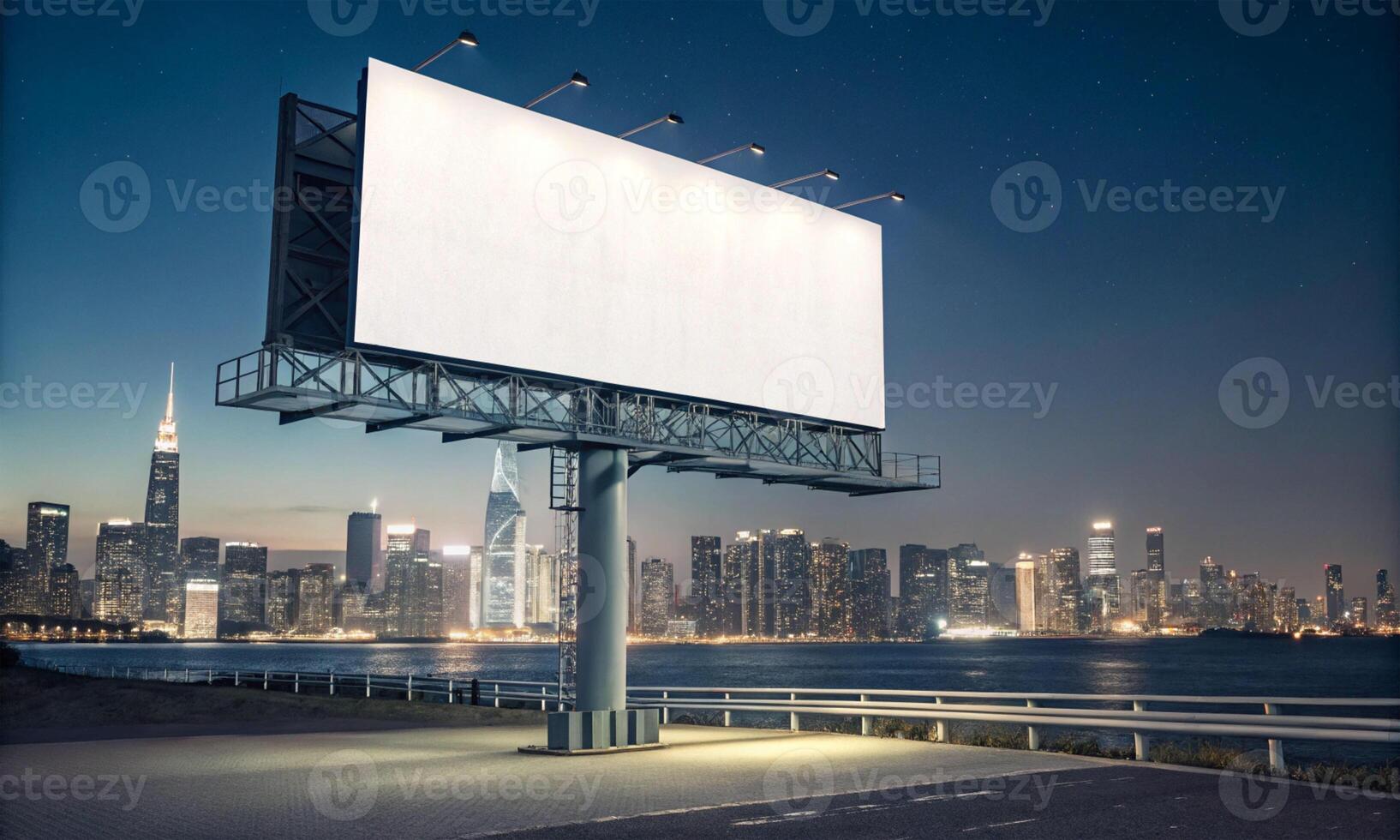 billboard white color mockup empty blank banner object poster advertisement product sale blank mockup empty sign template street road frame square commercial mockup billboard marketing city business photo