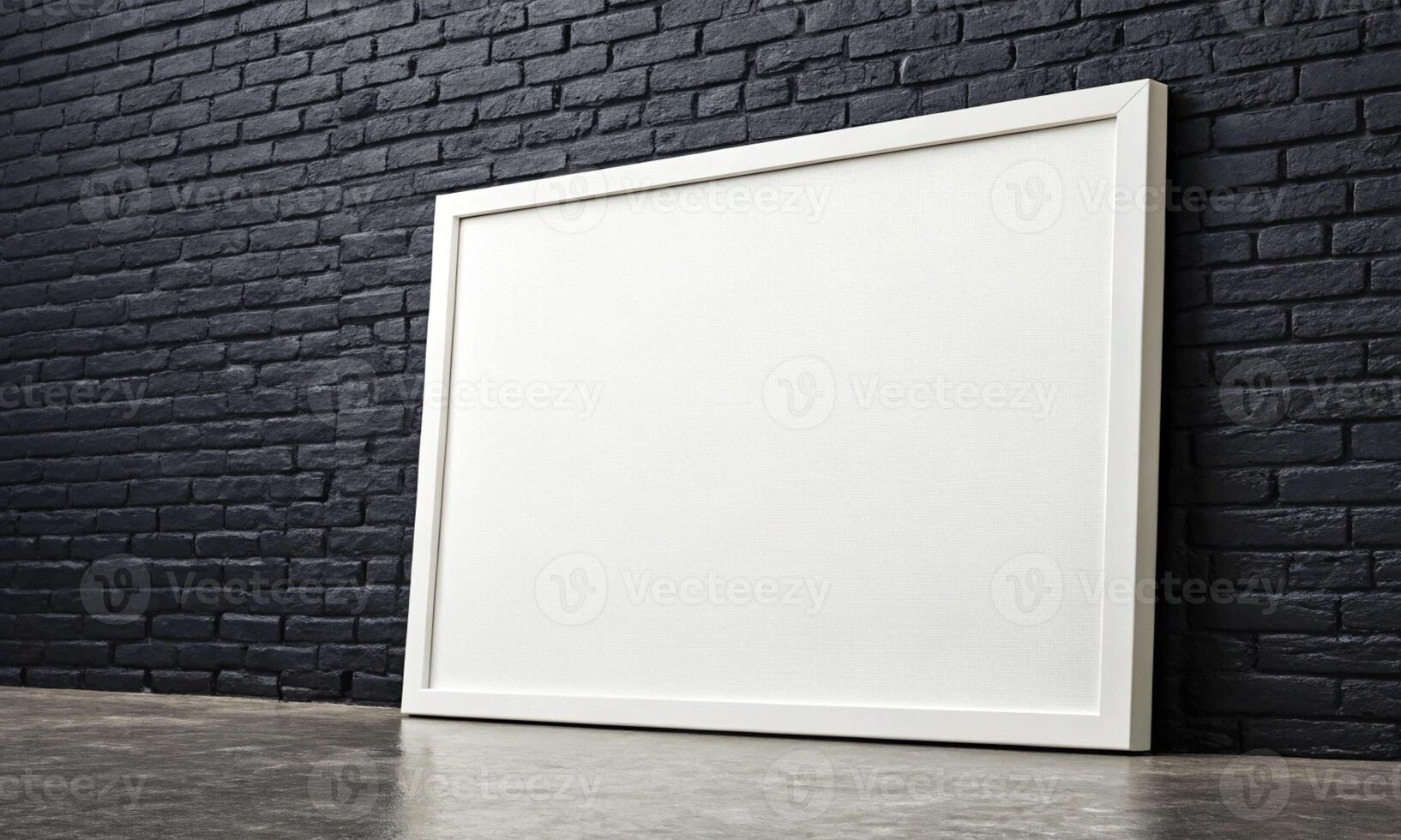 frame picture image photo white isolate mockup empty blank square concrete gray brickwall modern retro frame mockup empty showing marketing product border gallery home house picture frame interior