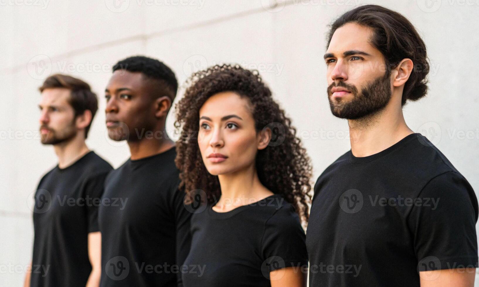 diversity person people human friendship man male female woman community teamwork together group happy smile black shirt mockup portrait office lifestyle stand diversity businessman businesswoman photo