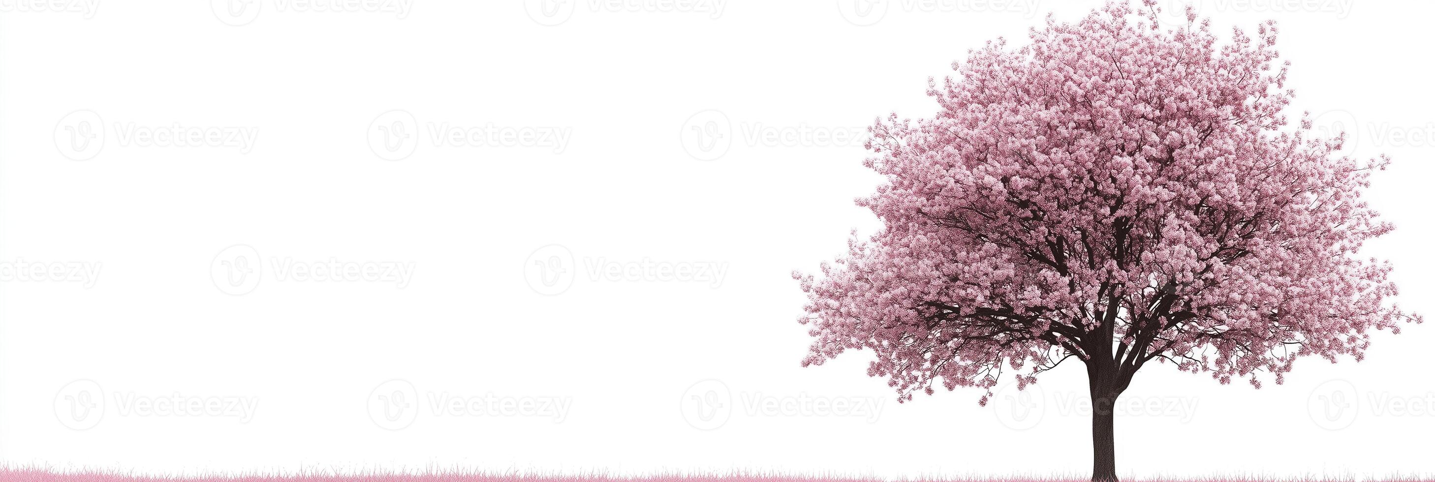 Photorealistic Cherry Tree with copy space, Cherry Tree plant setting, isolated on white plant photo