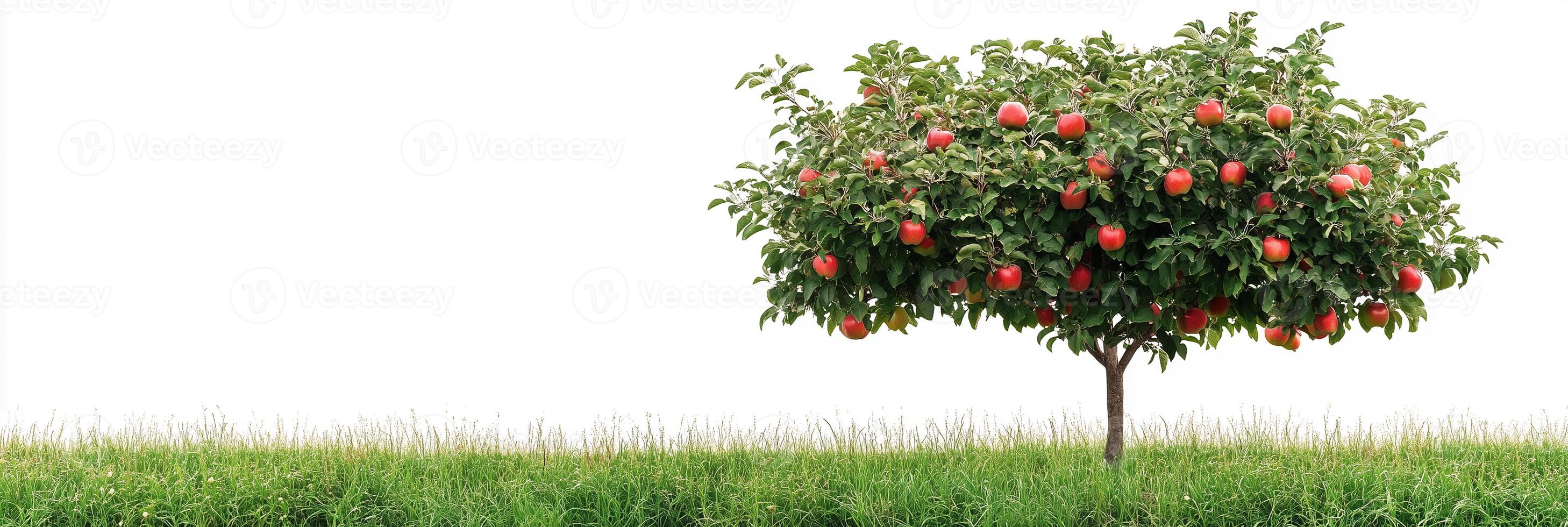 Apple Tree with copy space, photorealistic Apple Tree plant, isolated on white photo