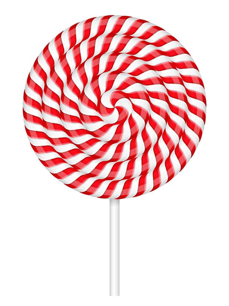 Red and white striped sweet lollipop vector