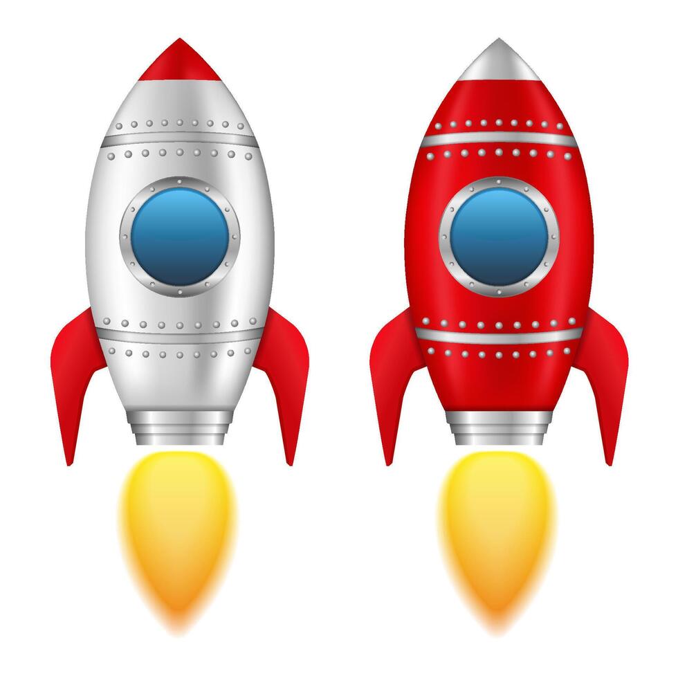 Two rockets with flame vector