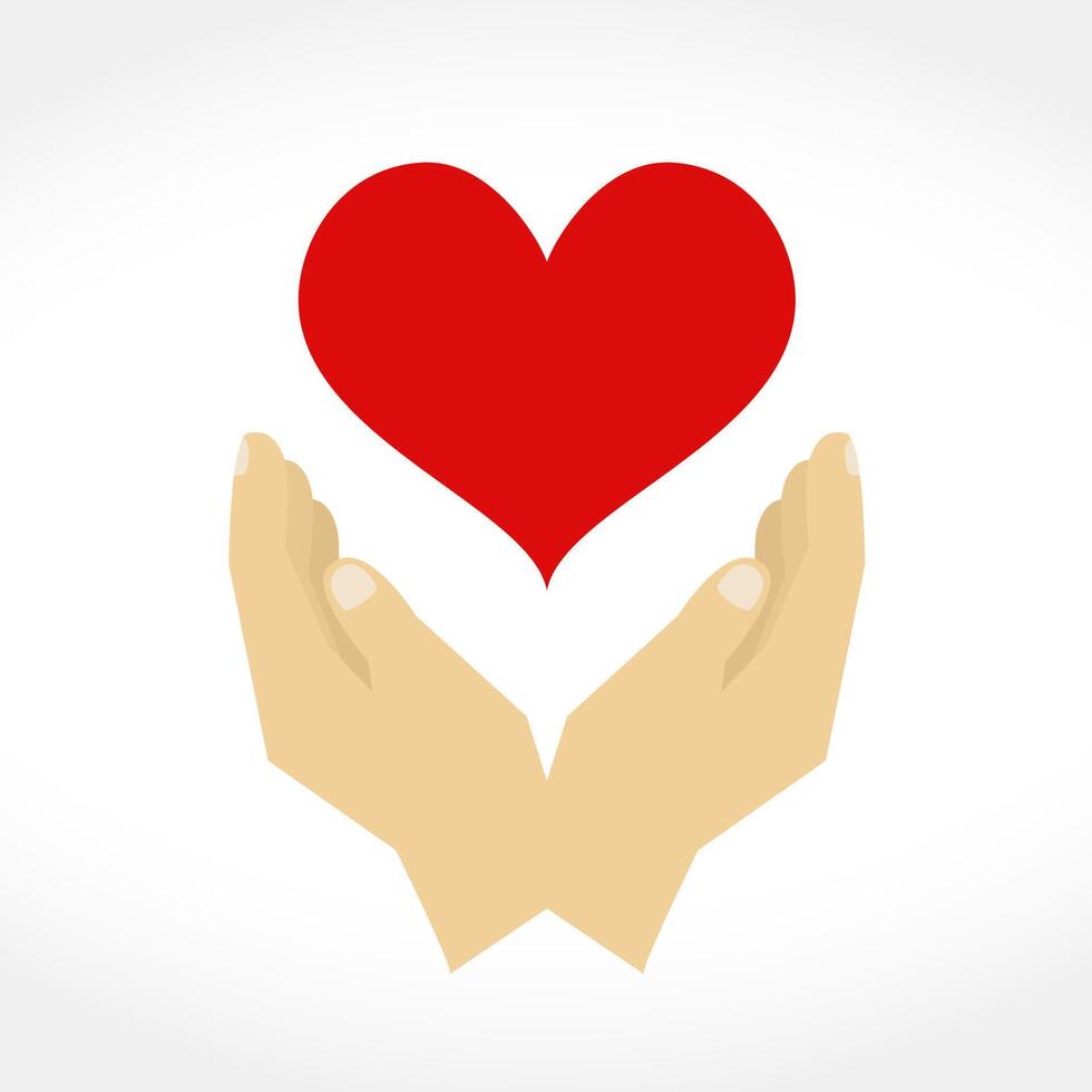 Hands with heart, design elements for your logo, flat design vector