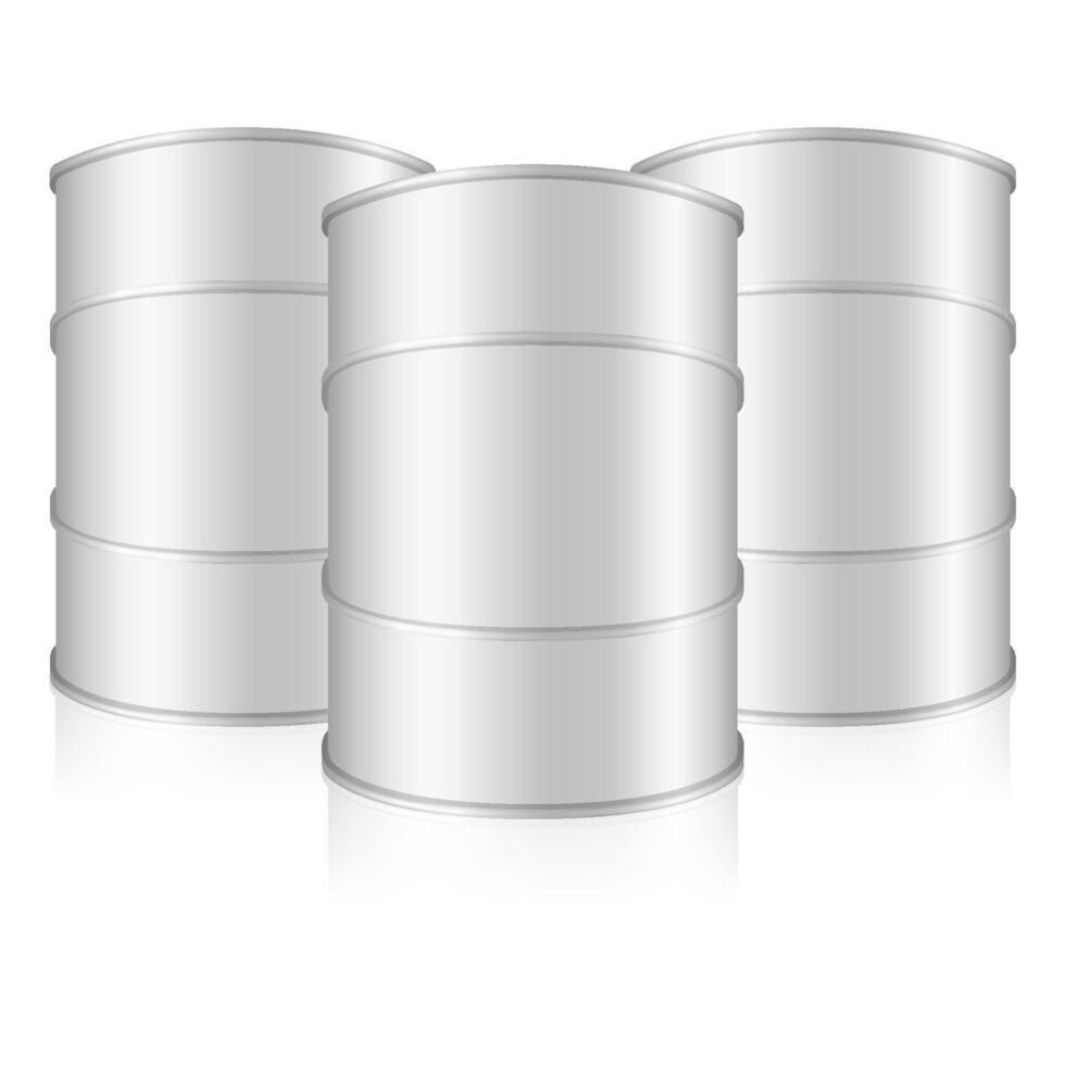 Three metal barrels vector