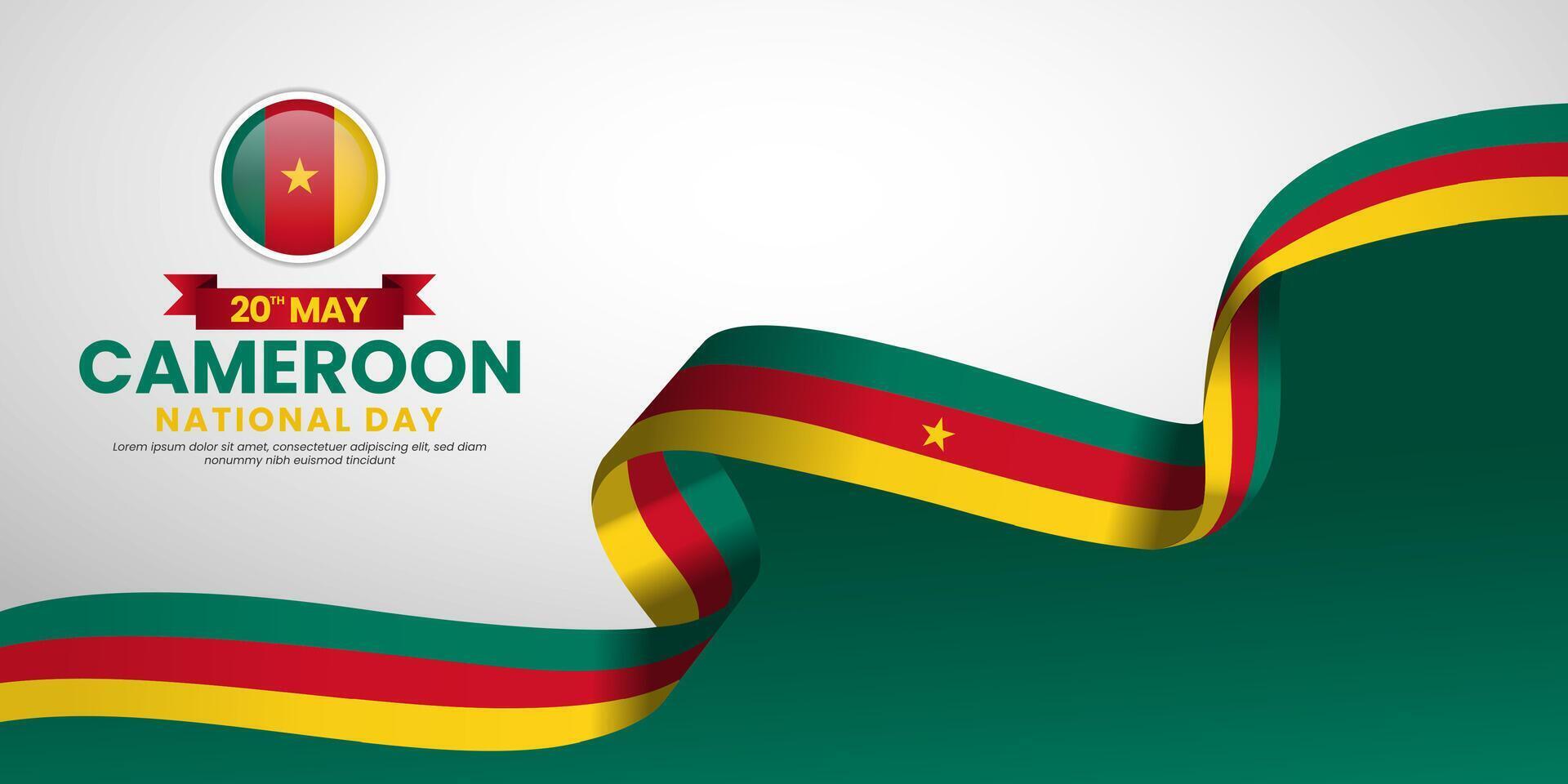 Cameroon flag ribbon banner for national day on white background vector