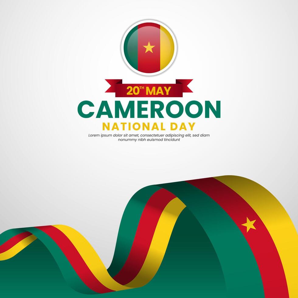 Cameroon national day background with realistic flag design vector