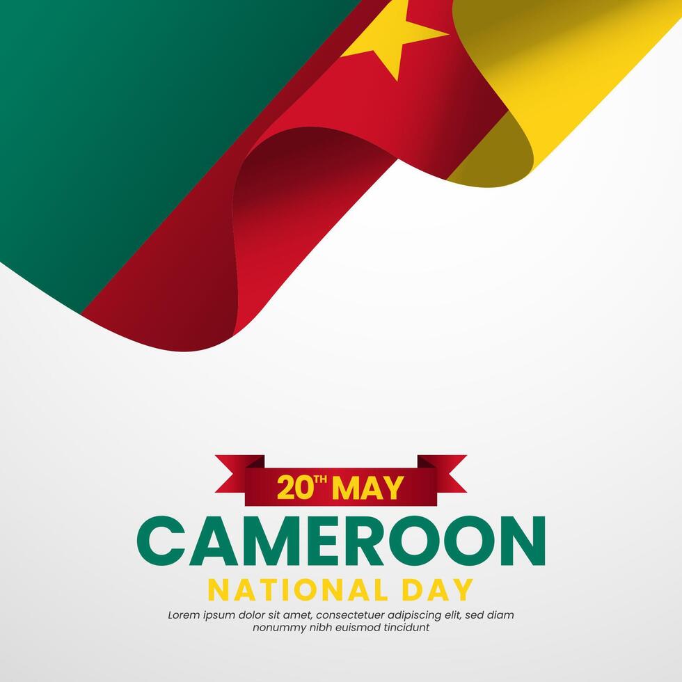 Cameroon national day banner background with realistic flag design vector