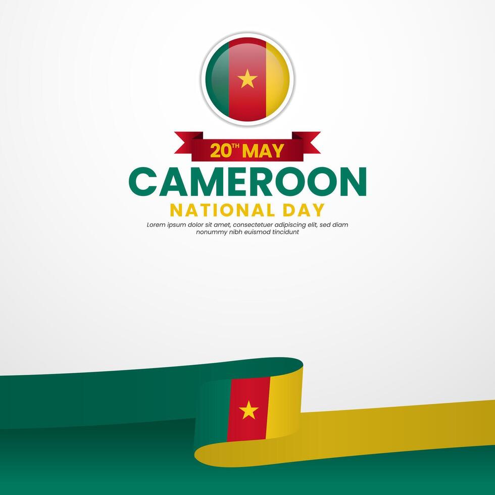 Cameroon national day greeting card, banner background template with flag stripes vector
