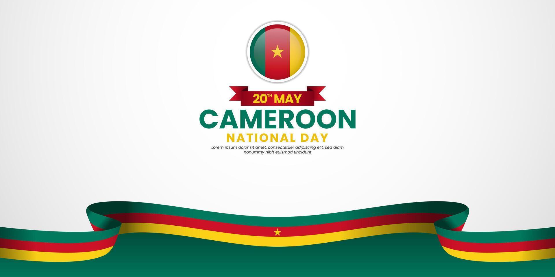 Cameroon flag illustration banner for national day on white background vector